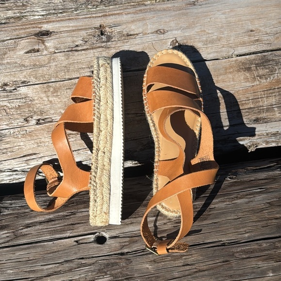 SOLUDOS Anthropologie Olympia Espadrille Flatphorm platform Sandal Tan Size 9.5 - Picture 2 of 12